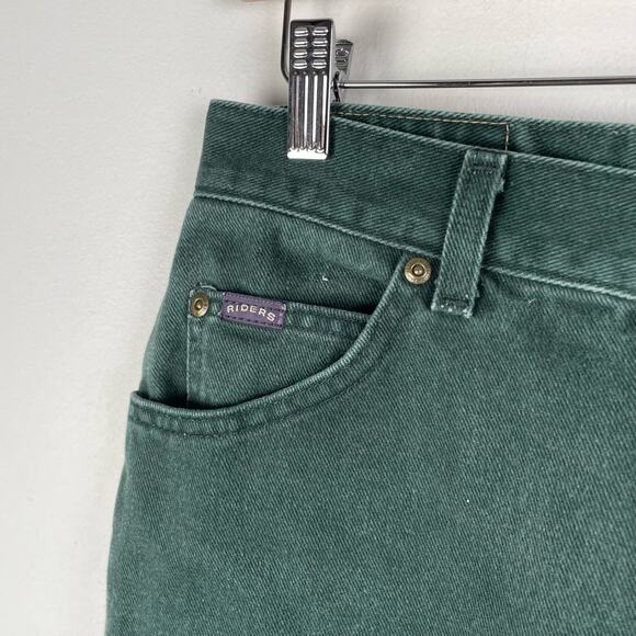 90s Vintage Green High Waist Mom Jeans Size 10 Rigid Denim Tapered Leg - Picture 7 of 8
